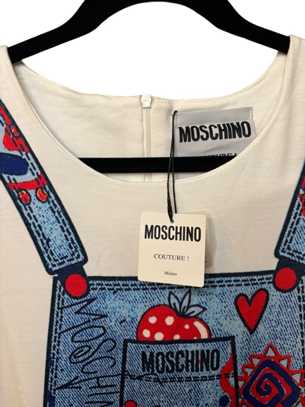 MOSCHINO Couture Trompe L’Oeil Denim Overall Print Dress | NWT | Italy | Rare - Picture 7 of 13